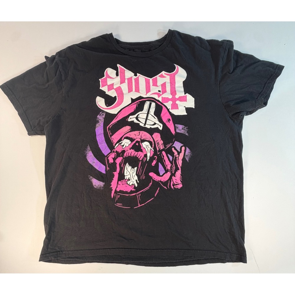 Ghost Band T-Shirt Mens XL Black Pink Papa Emeritus Graphic Tee Rock Metal Tee